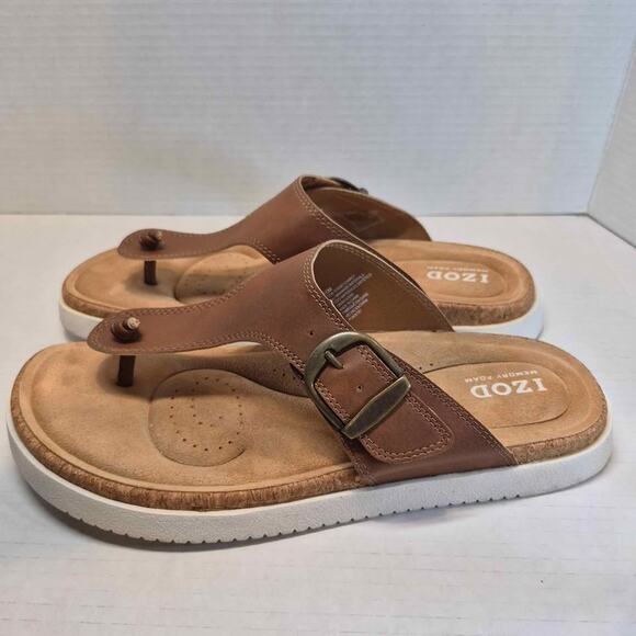 Izod Womens Memory Foam Charcy Brown Sandal - Picture 2 of 5
